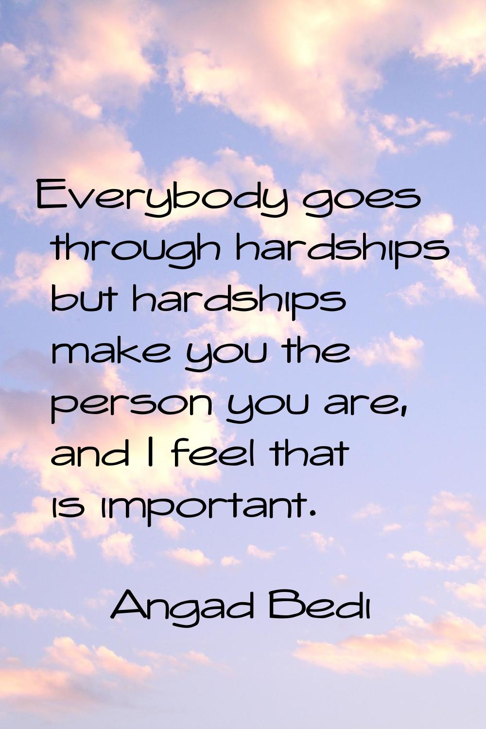 Everybody goes through hardships but hardships make you the person you are, and I feel that is impo