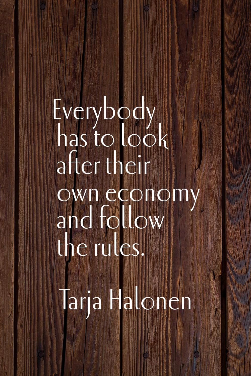 Everybody has to look after their own economy and follow the rules.