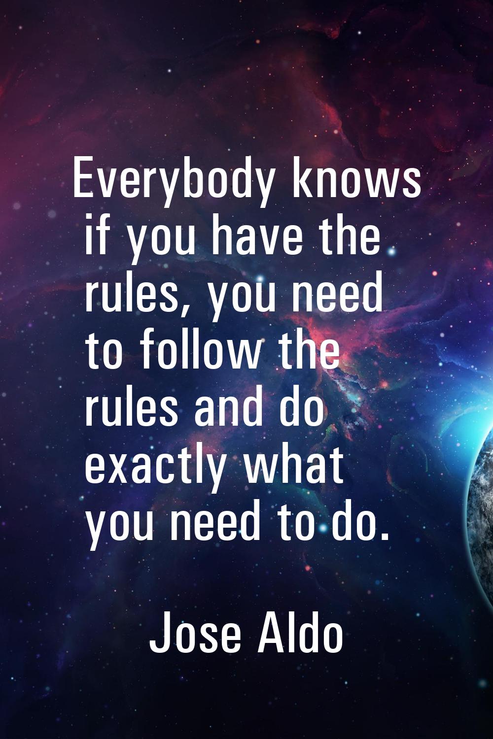 Everybody knows if you have the rules, you need to follow the rules and do exactly what you need to