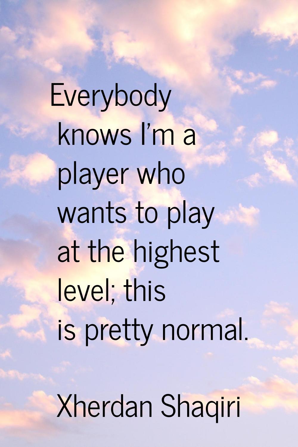 Everybody knows I'm a player who wants to play at the highest level; this is pretty normal.