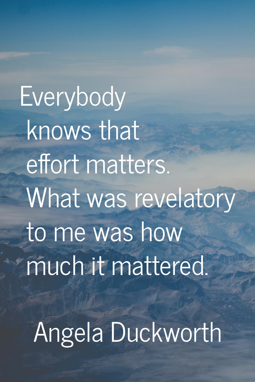 Everybody knows that effort matters. What was revelatory to me was how much it mattered.