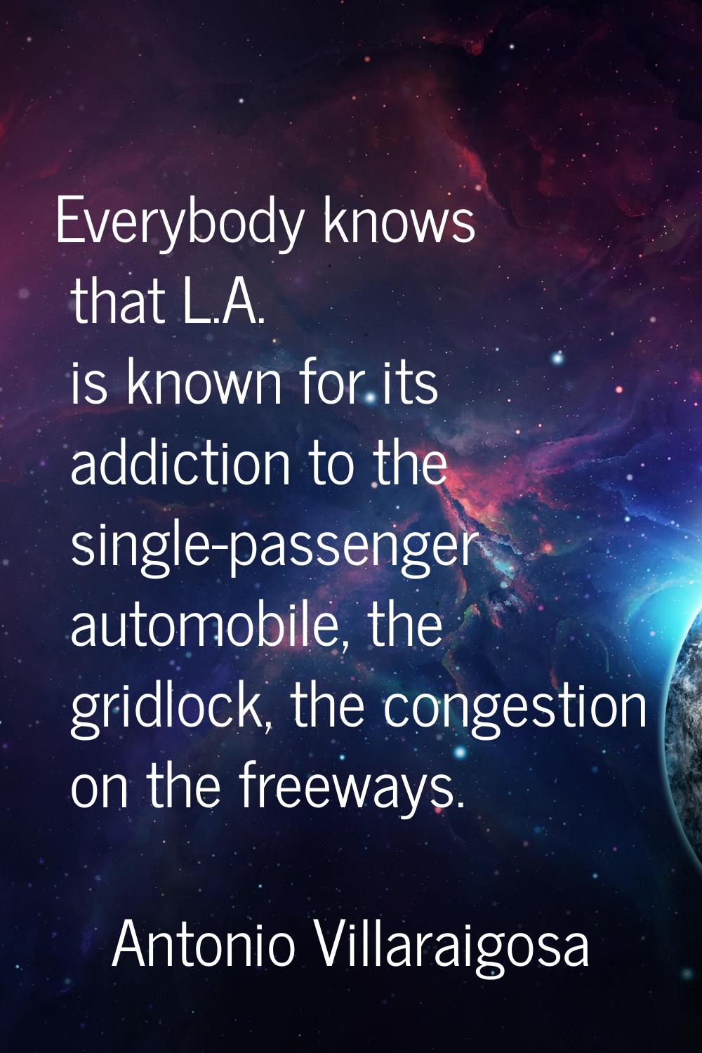 Everybody knows that L.A. is known for its addiction to the single-passenger automobile, the gridlo