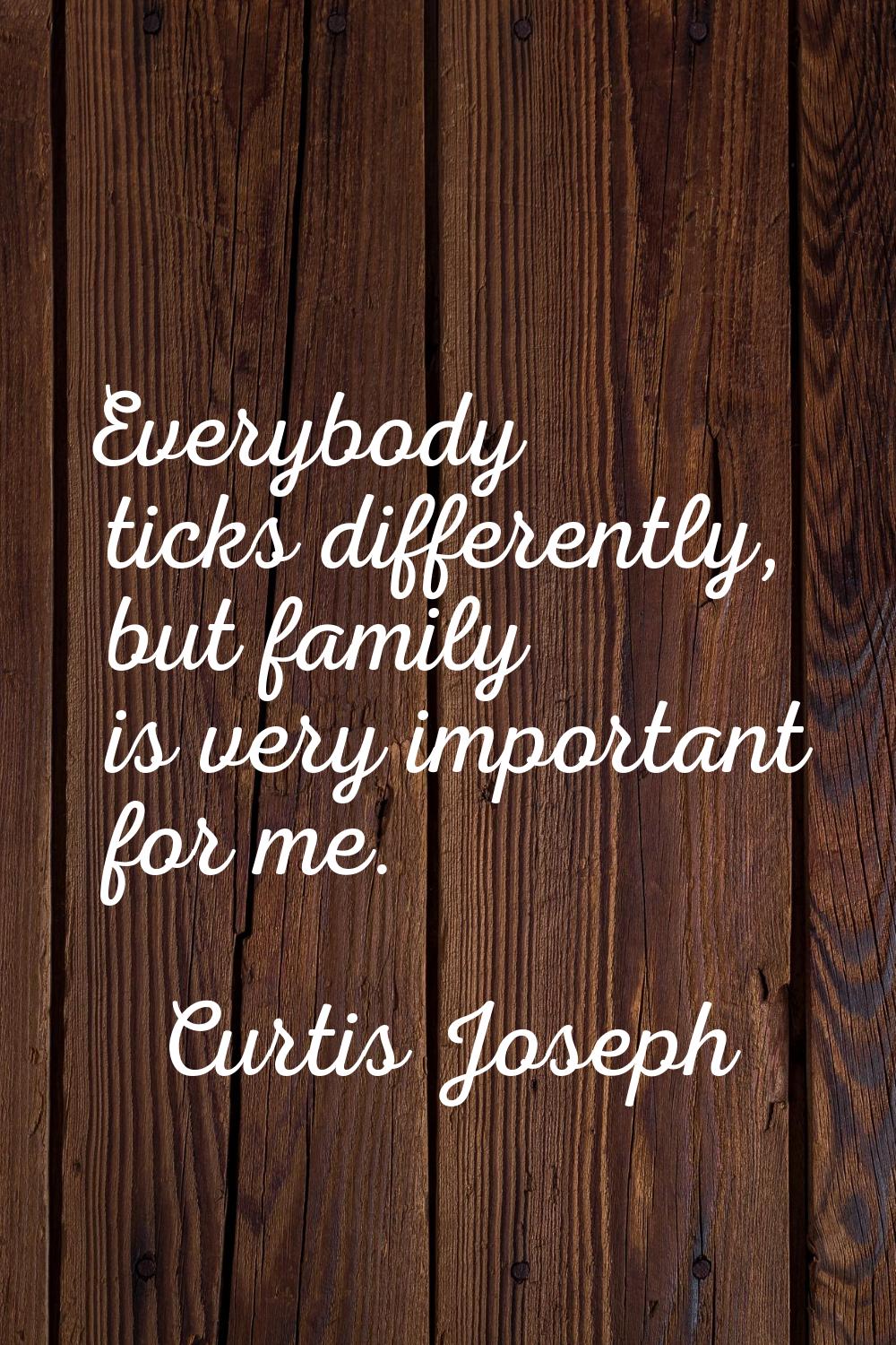 Everybody ticks differently, but family is very important for me.
