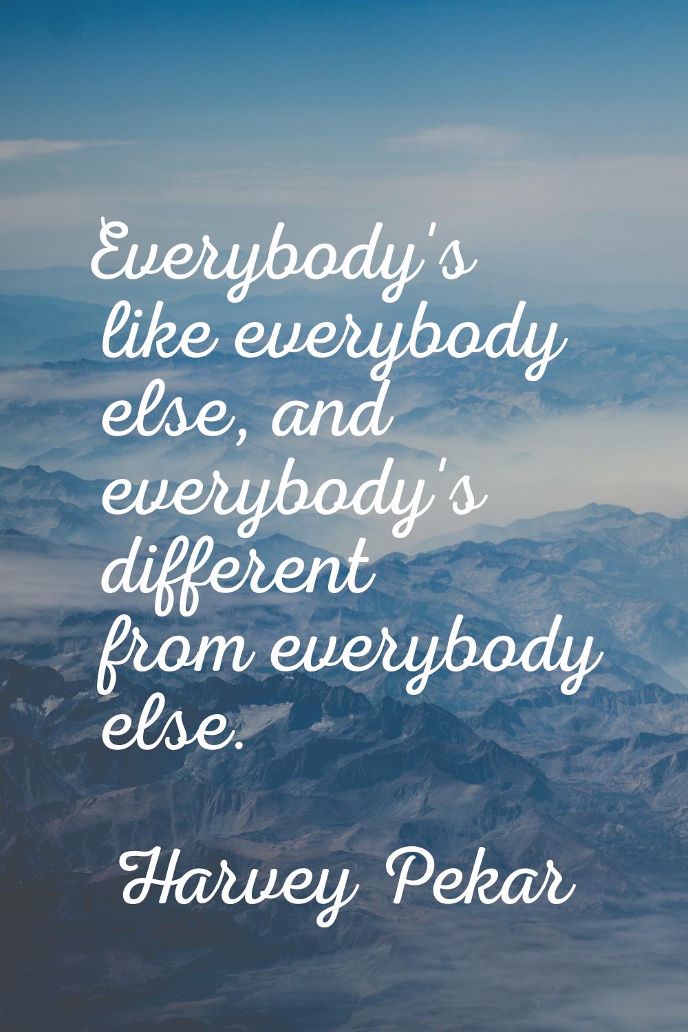 Everybody's like everybody else, and everybody's different from everybody else.