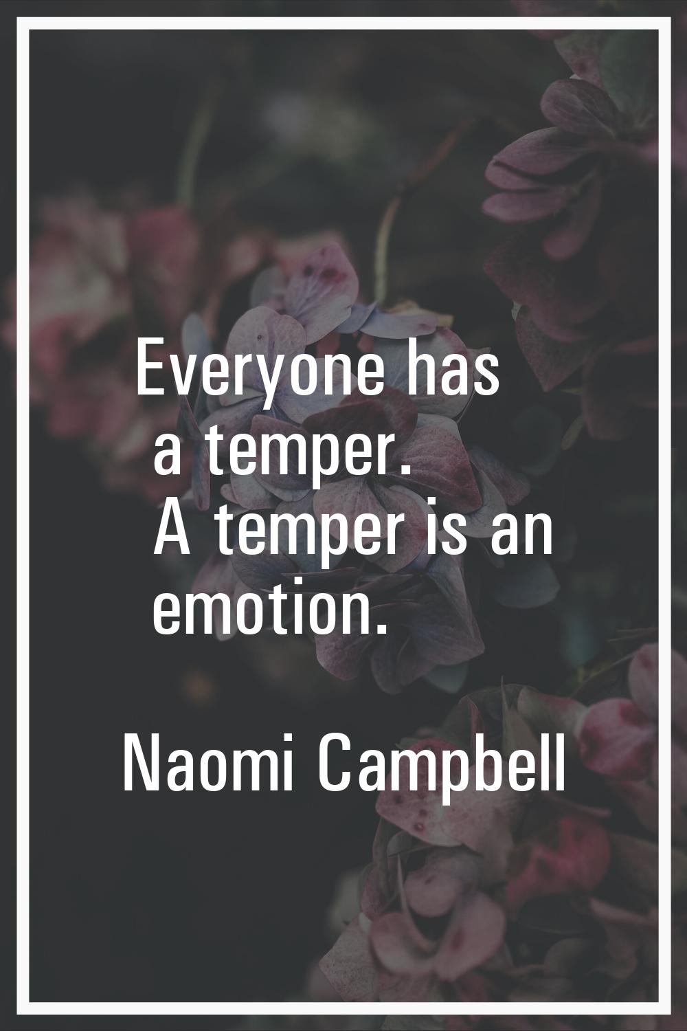 Everyone has a temper. A temper is an emotion.