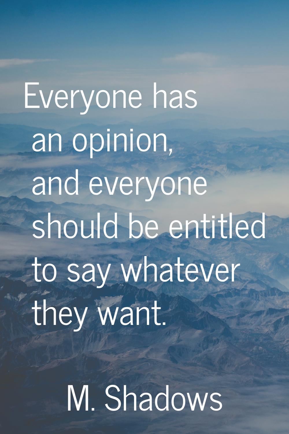 Everyone has an opinion, and everyone should be entitled to say whatever they want.