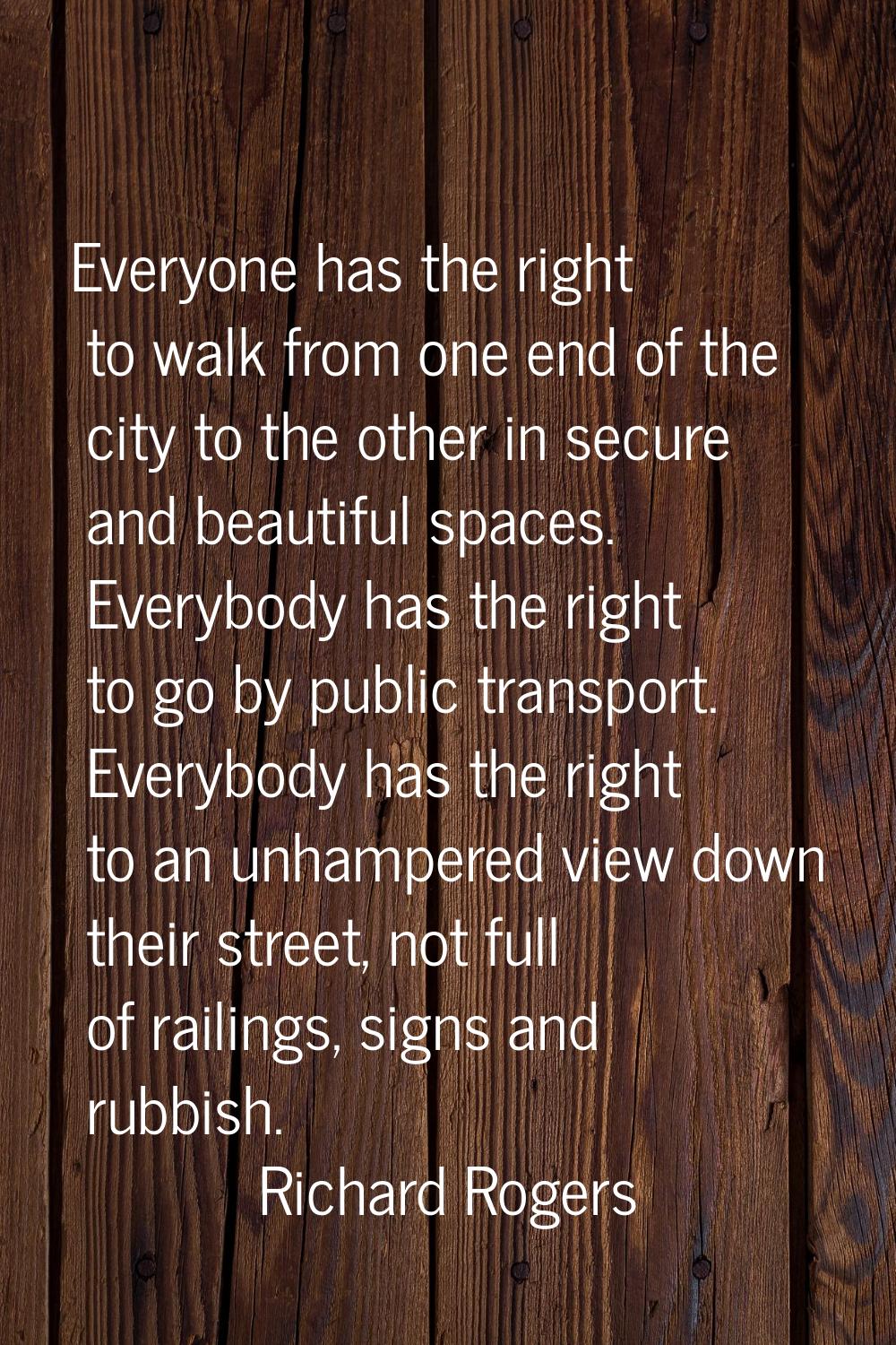 Everyone has the right to walk from one end of the city to the other in secure and beautiful spaces