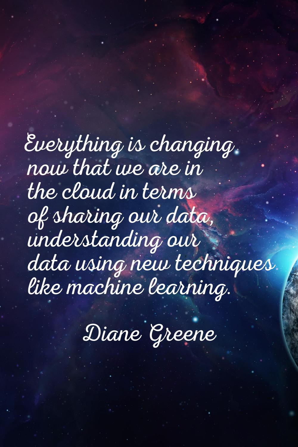 Everything is changing now that we are in the cloud in terms of sharing our data, understanding our