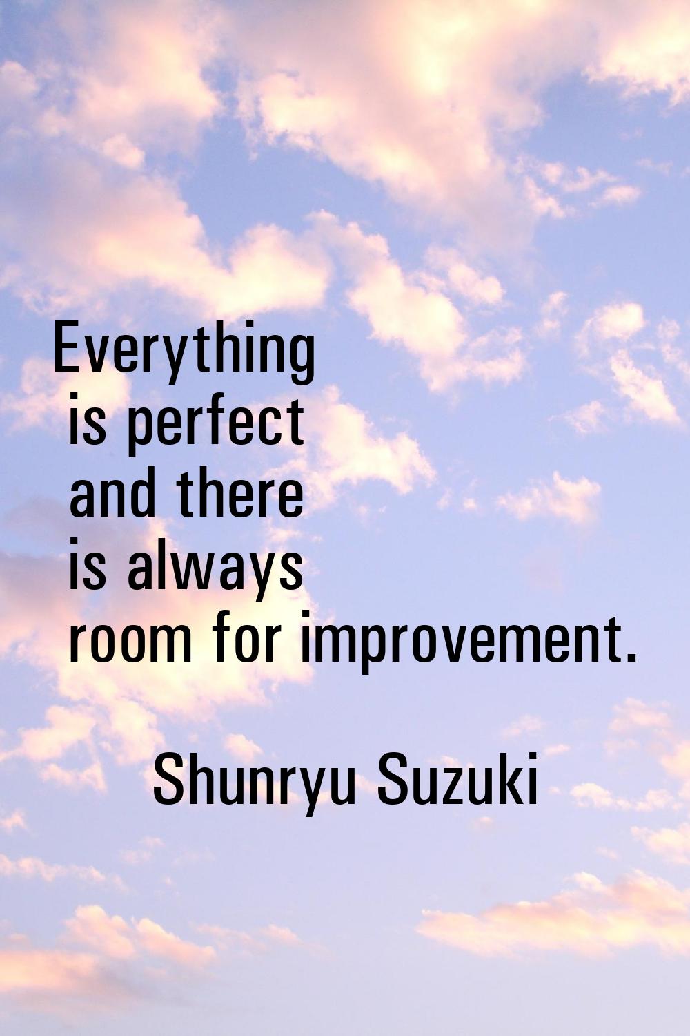 Everything is perfect and there is always room for improvement.