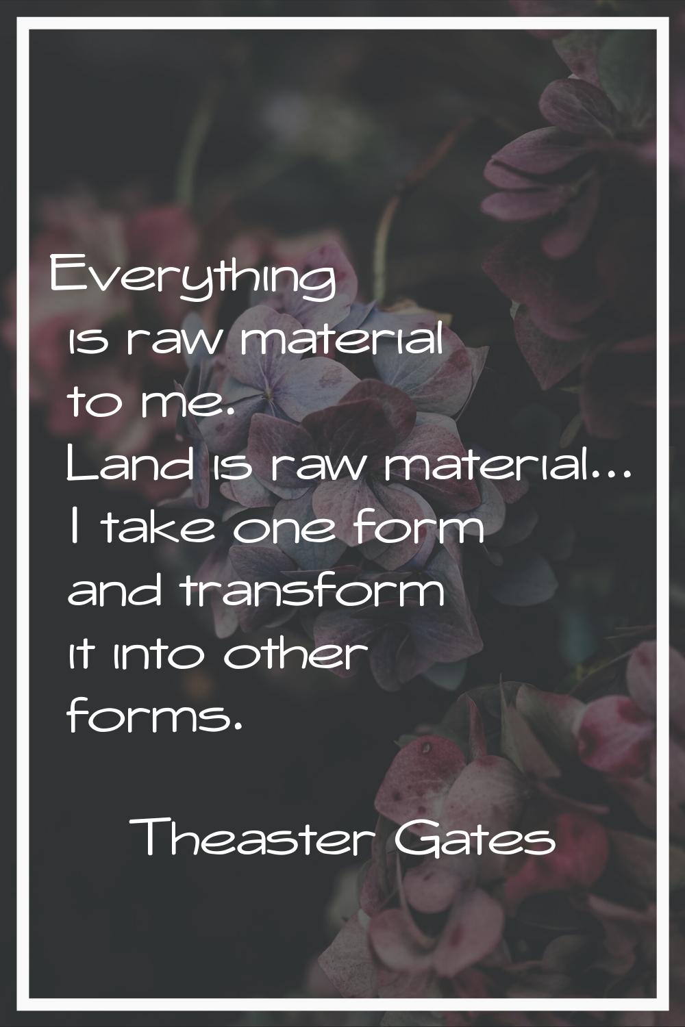 Everything is raw material to me. Land is raw material... I take one form and transform it into oth
