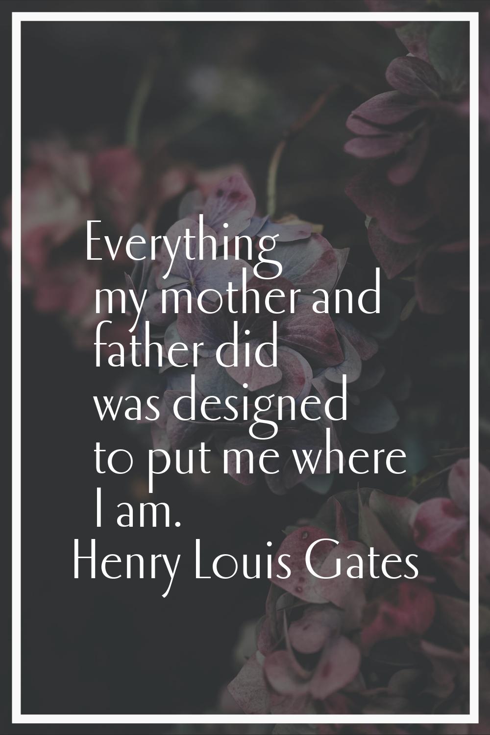 Everything my mother and father did was designed to put me where I am.