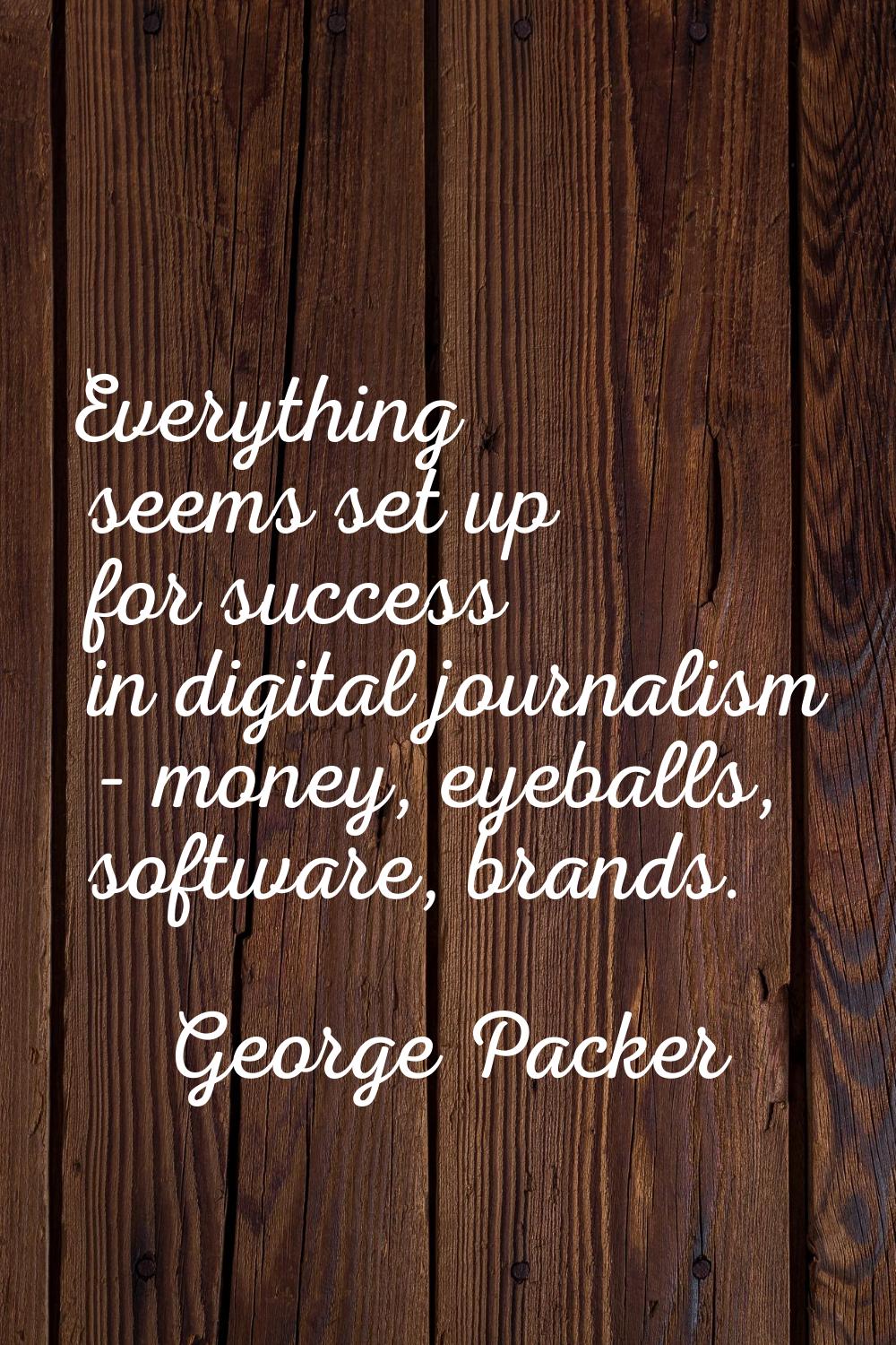 Everything seems set up for success in digital journalism - money, eyeballs, software, brands.