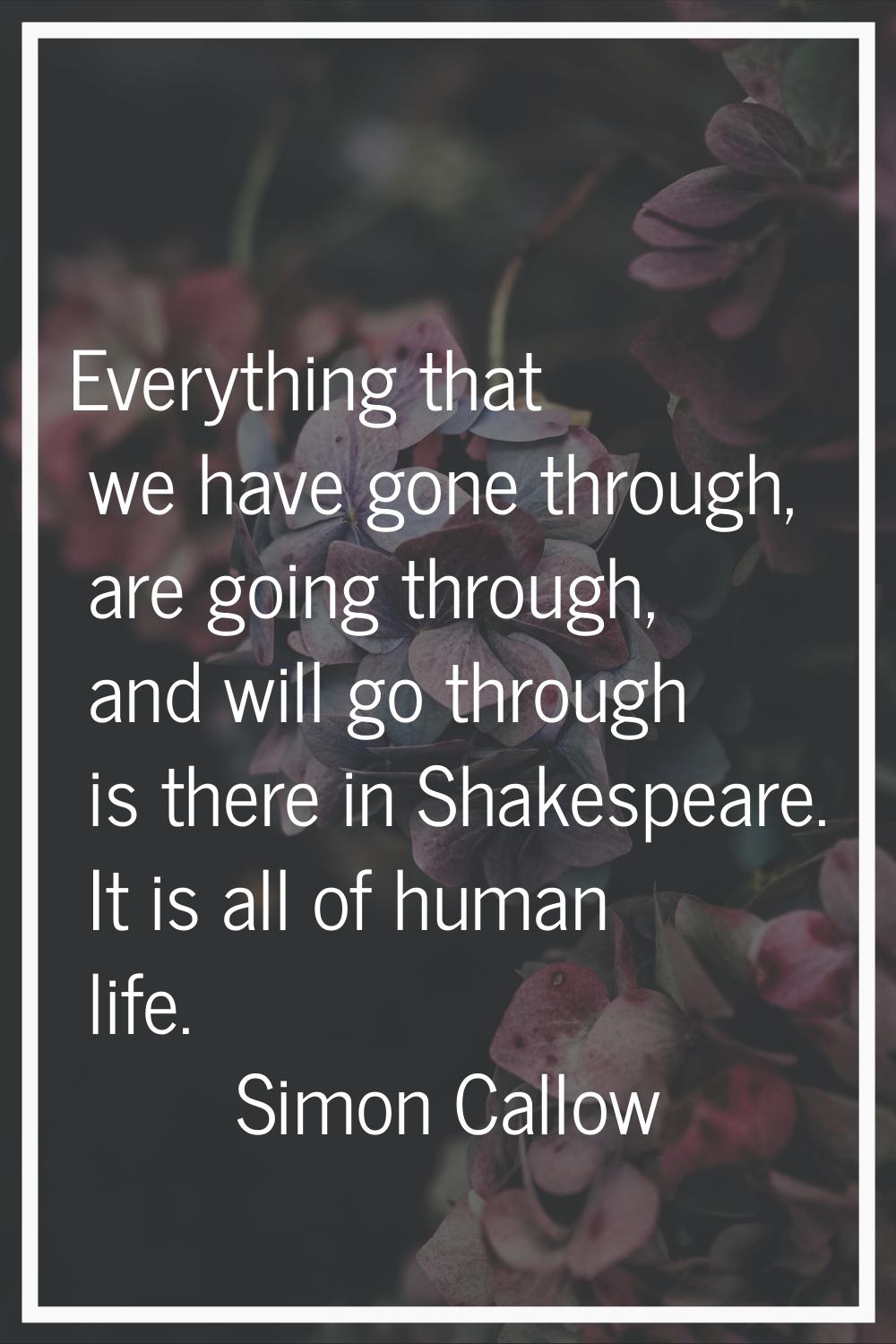 Everything that we have gone through, are going through, and will go through is there in Shakespear