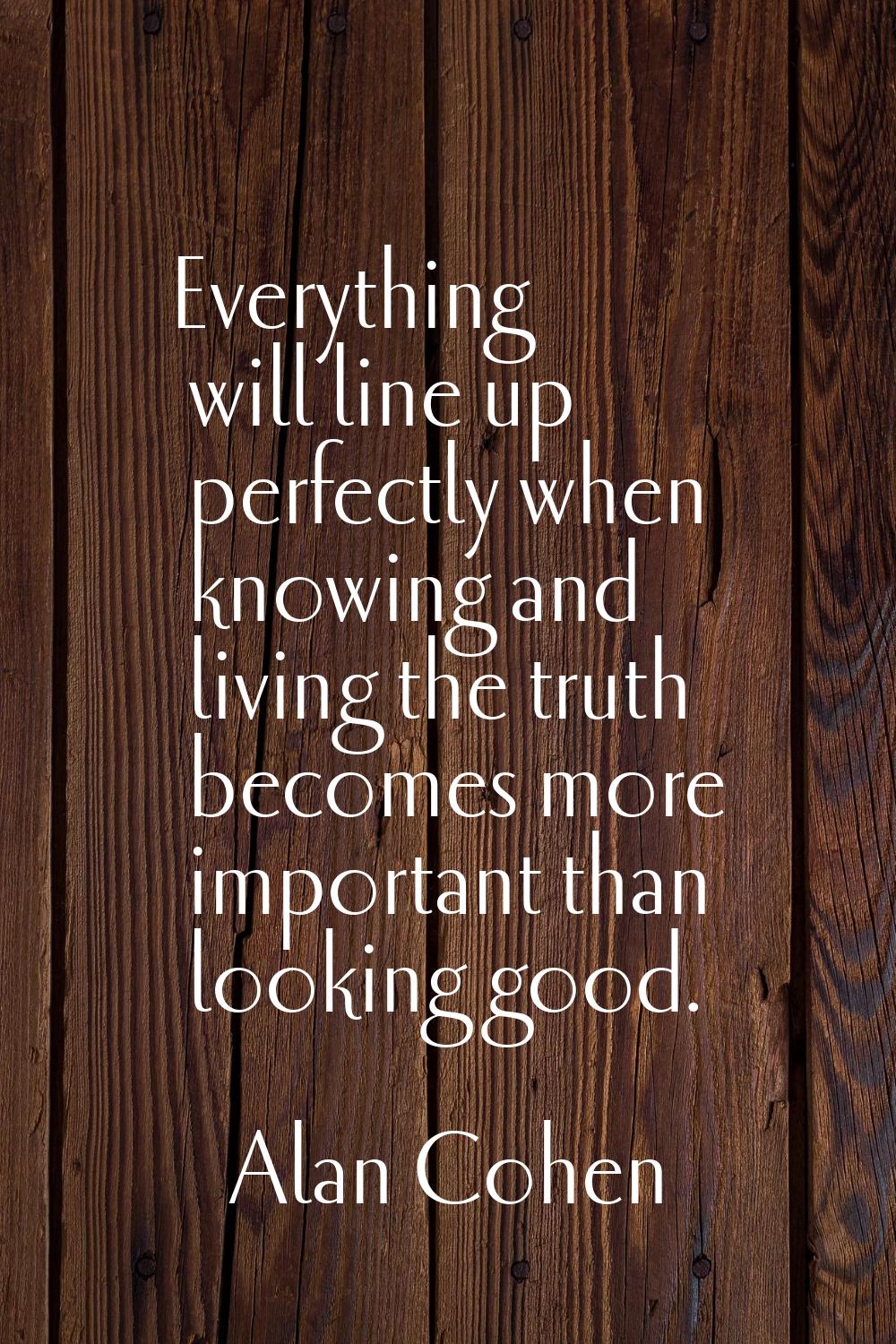 Everything will line up perfectly when knowing and living the truth becomes more important than loo