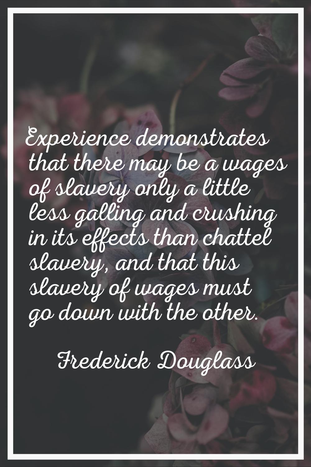 Experience demonstrates that there may be a wages of slavery only a little less galling and crushin