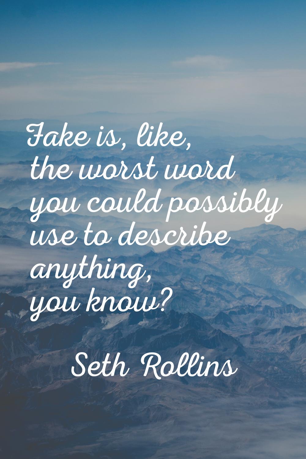 Fake is, like, the worst word you could possibly use to describe anything, you know?
