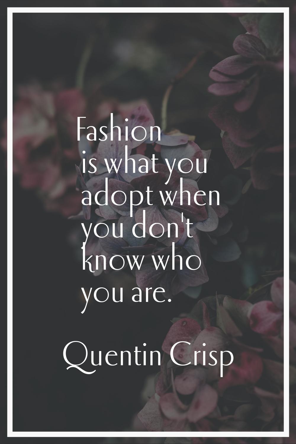 Fashion is what you adopt when you don't know who you are.