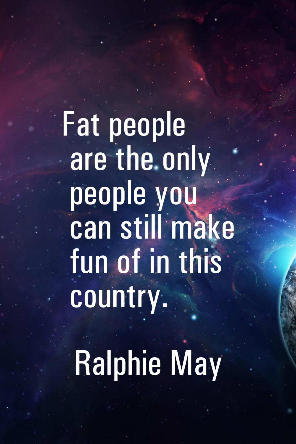 Fat people are the only people you can still make fun of in this country.