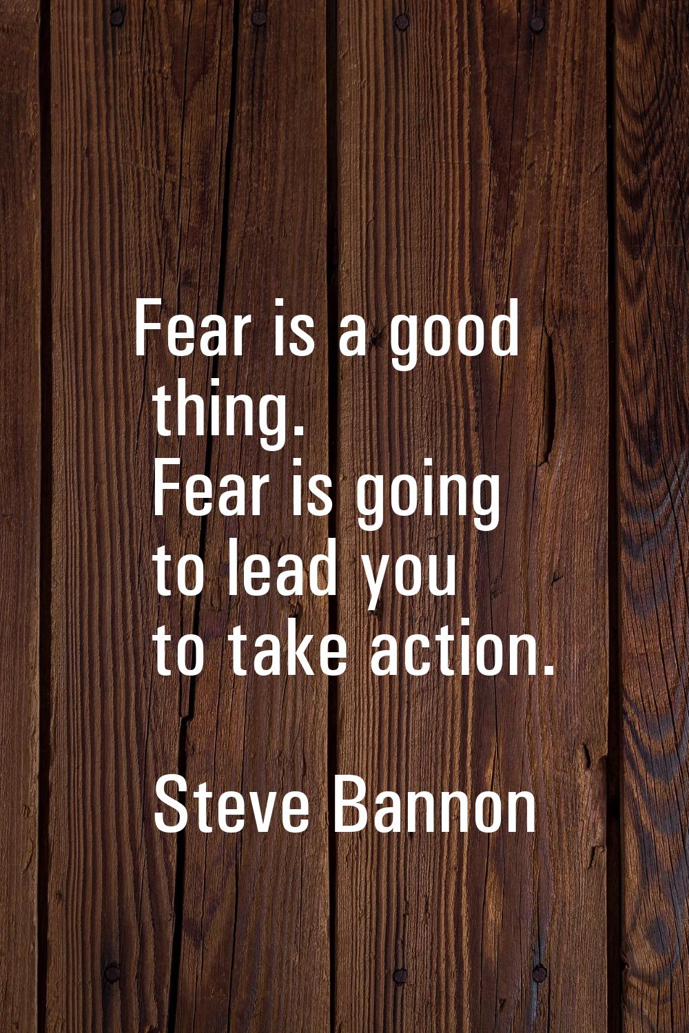Fear is a good thing. Fear is going to lead you to take action.