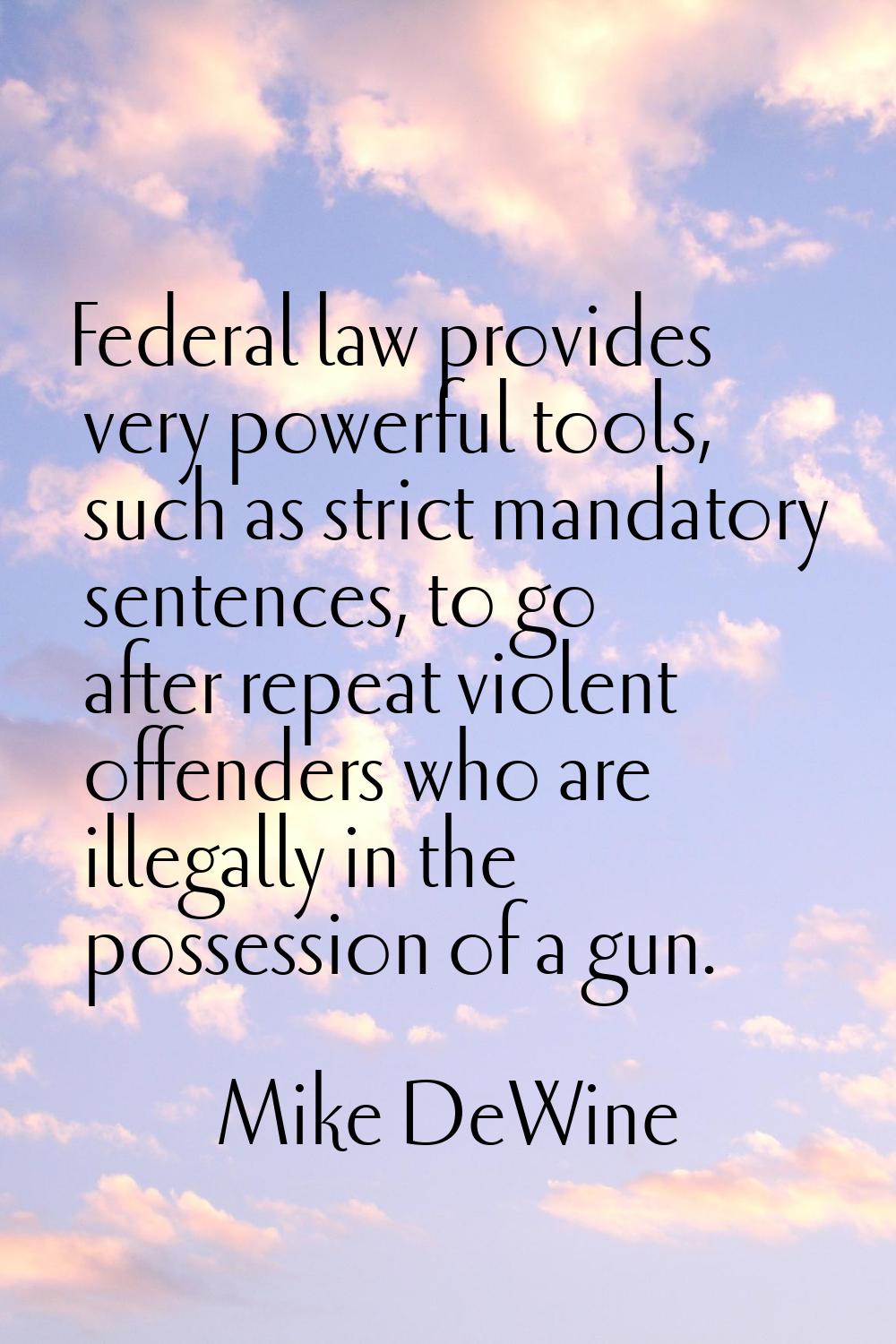 Federal law provides very powerful tools, such as strict mandatory sentences, to go after repeat vi
