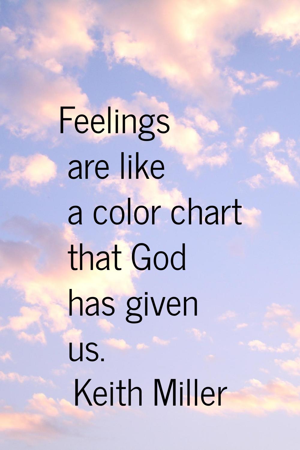 Feelings are like a color chart that God has given us.