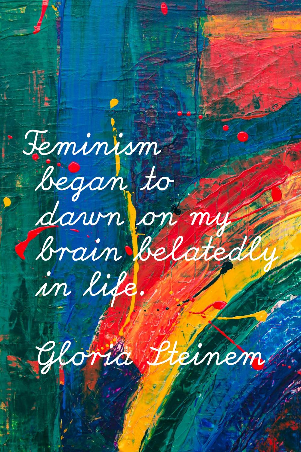 Feminism began to dawn on my brain belatedly in life.