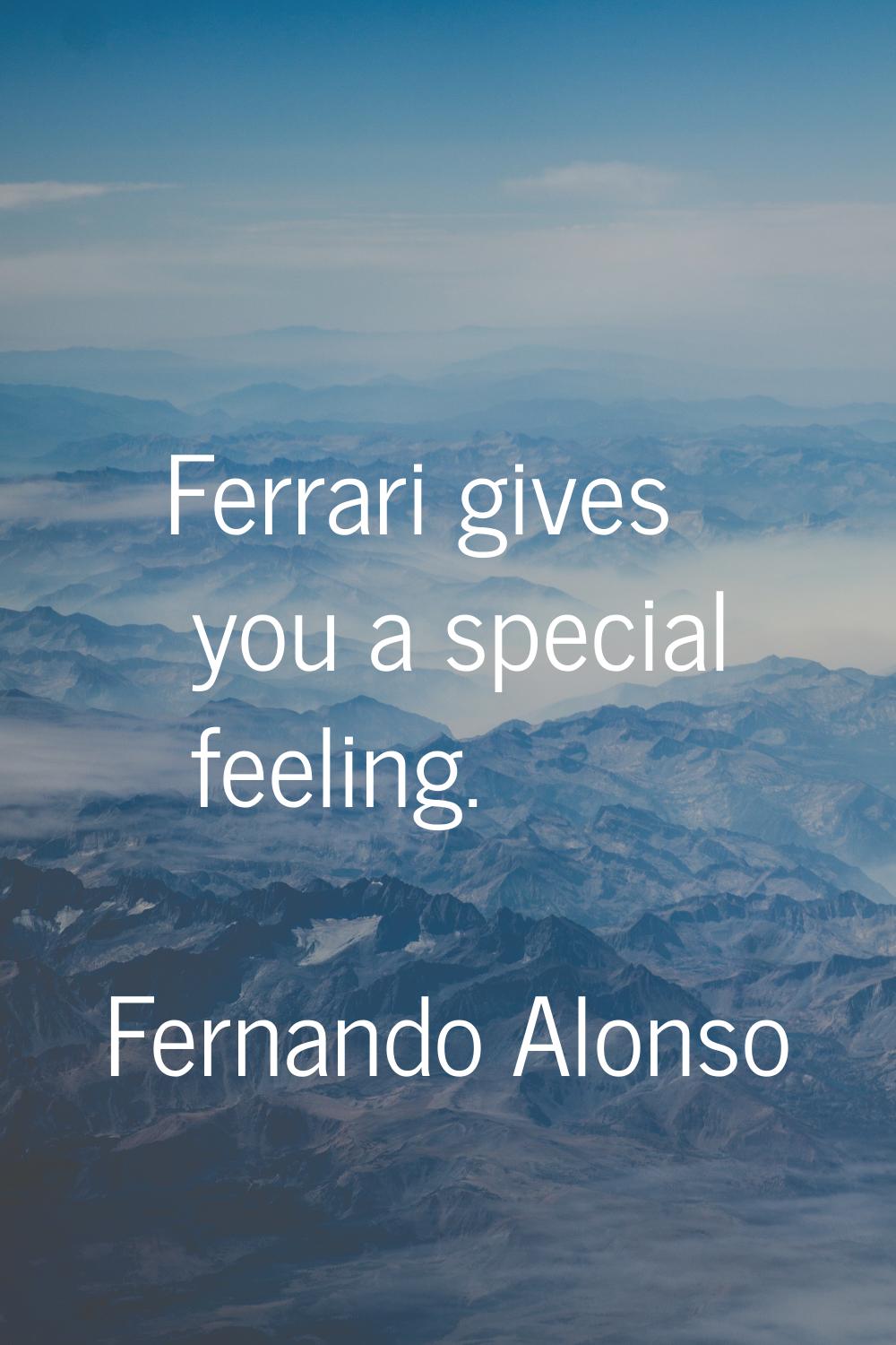 Ferrari gives you a special feeling.