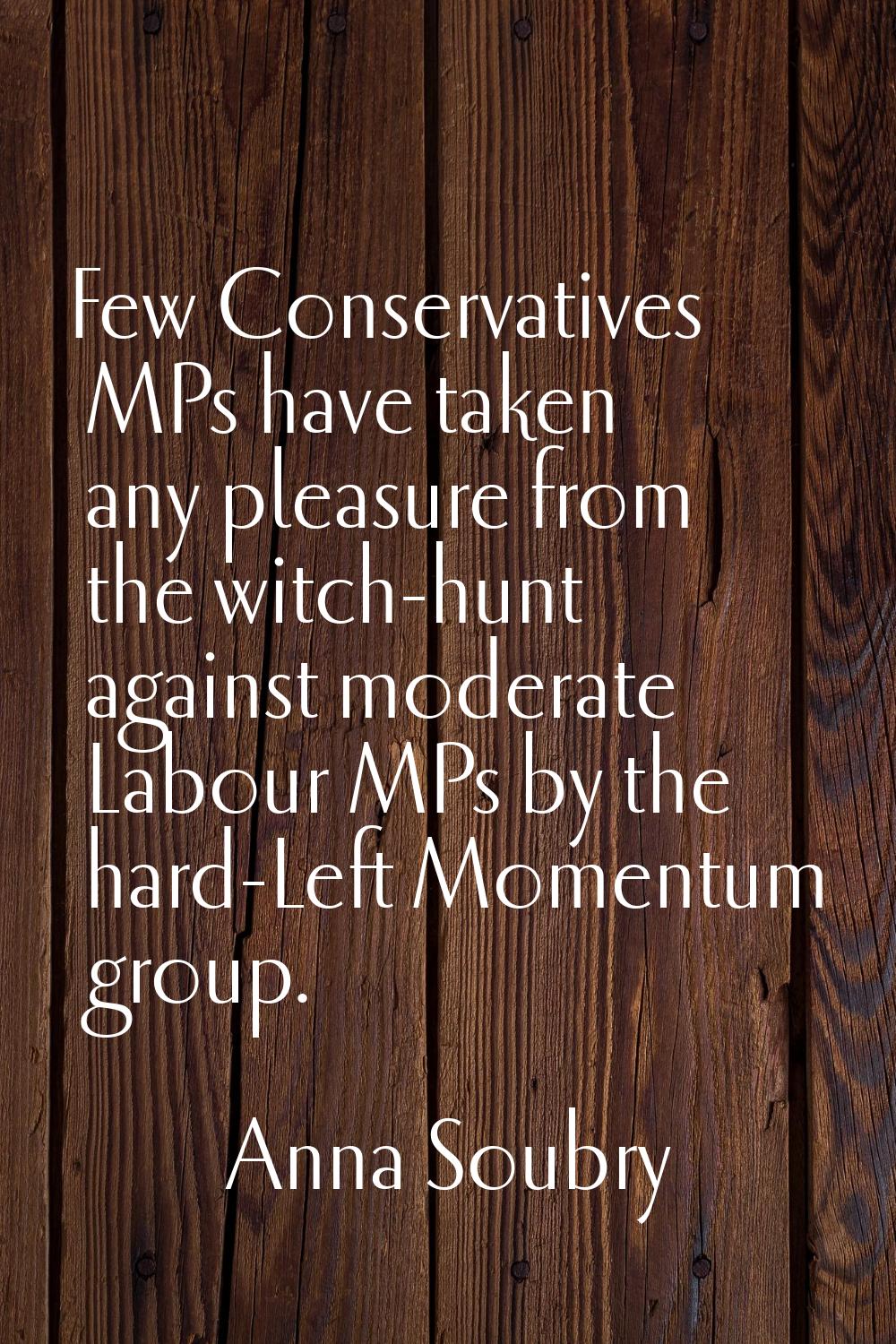 Few Conservatives MPs have taken any pleasure from the witch-hunt against moderate Labour MPs by th