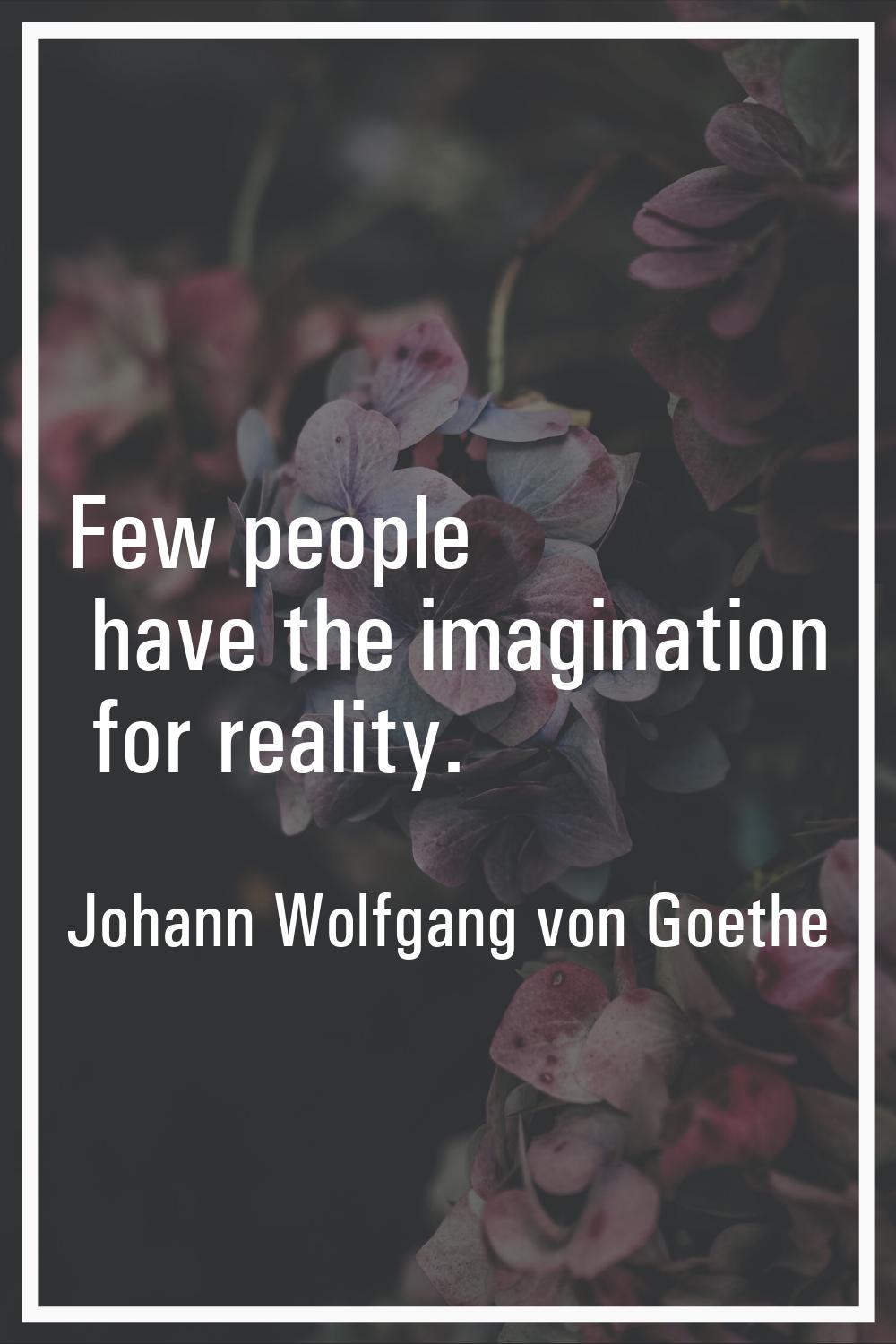 Few people have the imagination for reality.