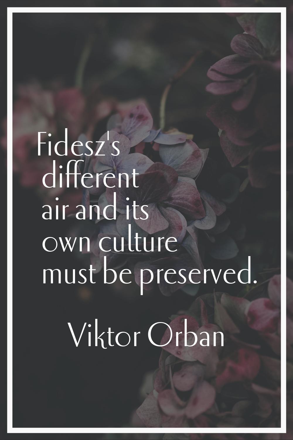 Fidesz's different air and its own culture must be preserved.