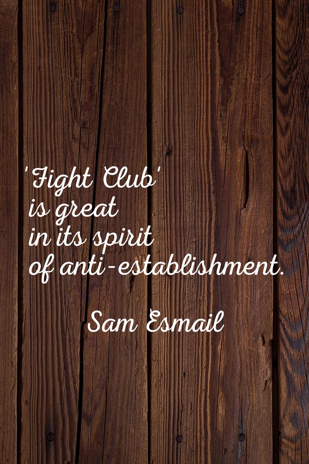 'Fight Club' is great in its spirit of anti-establishment.
