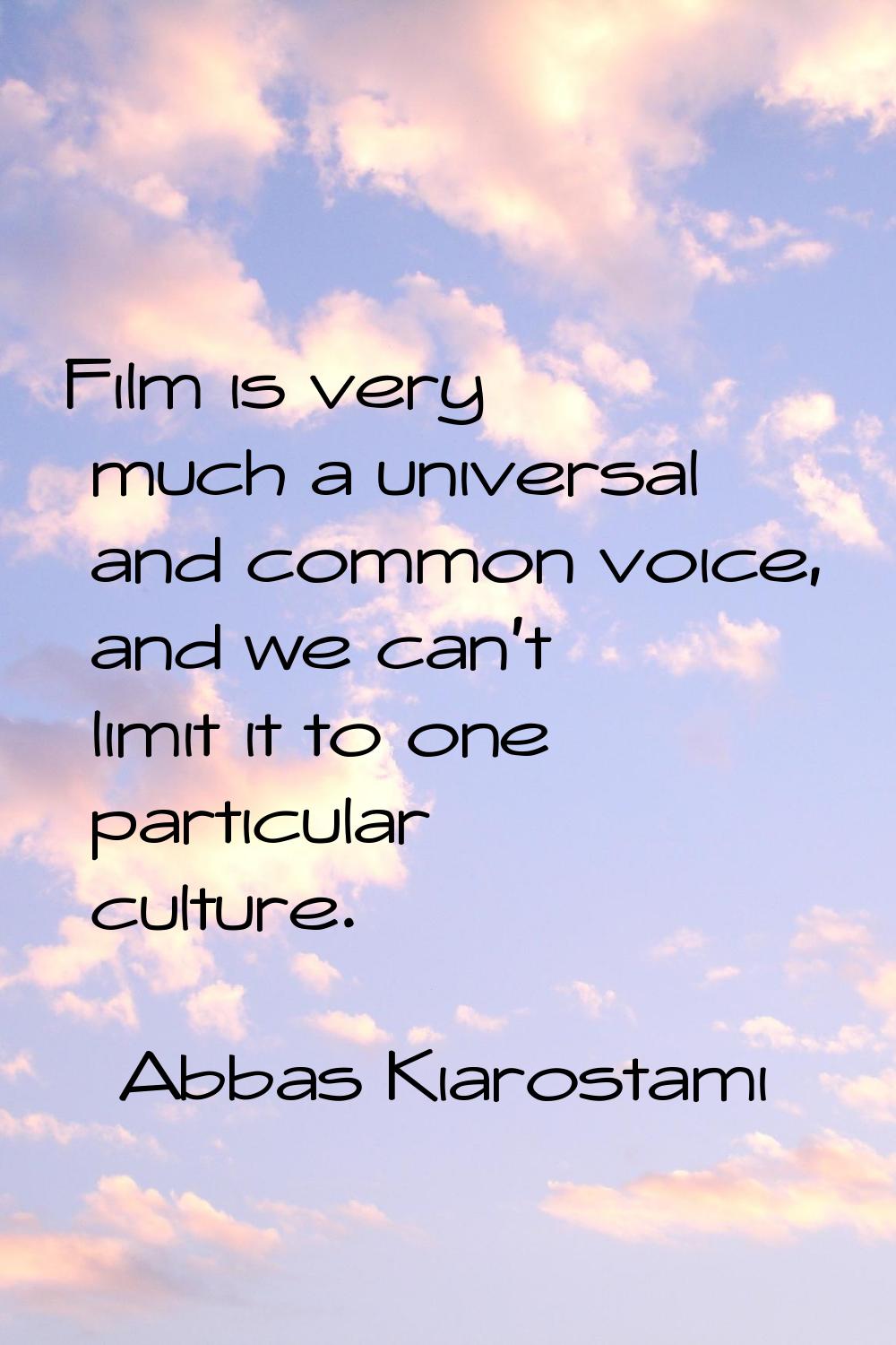 Film is very much a universal and common voice, and we can't limit it to one particular culture.