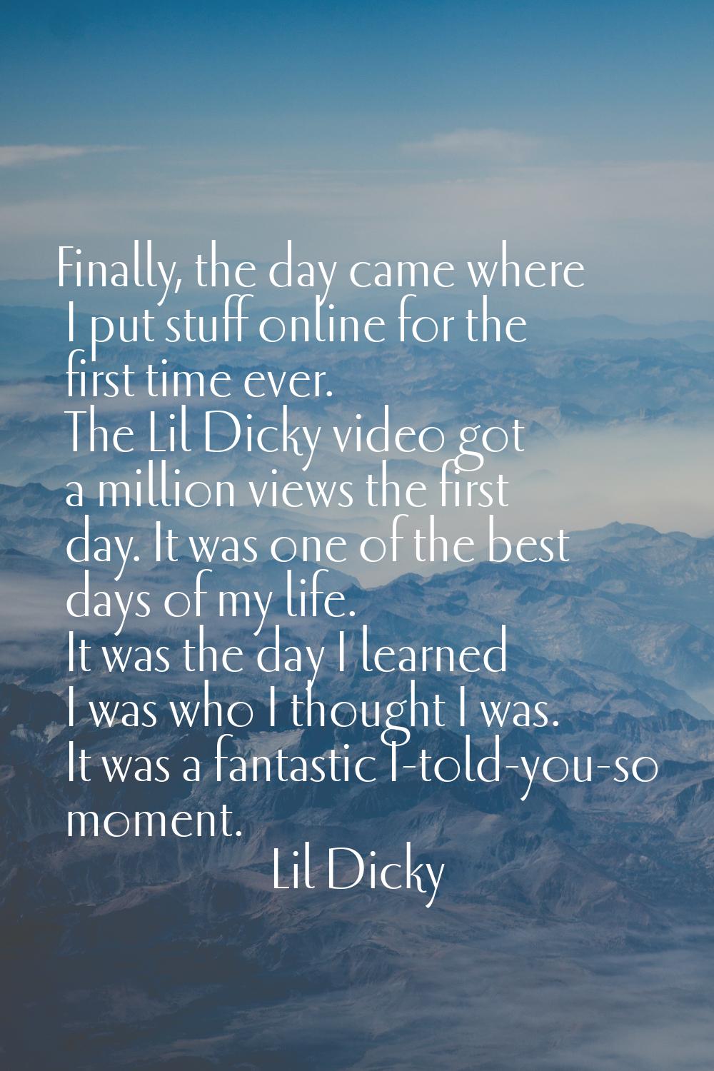 Finally, the day came where I put stuff online for the first time ever. The Lil Dicky video got a m
