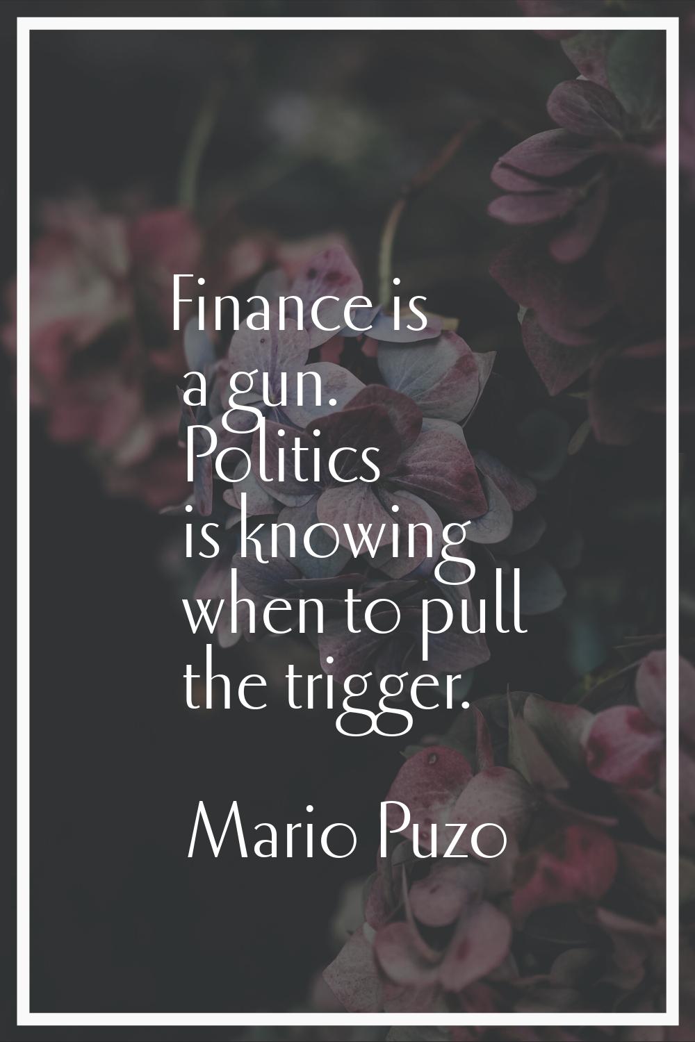 Finance is a gun. Politics is knowing when to pull the trigger.