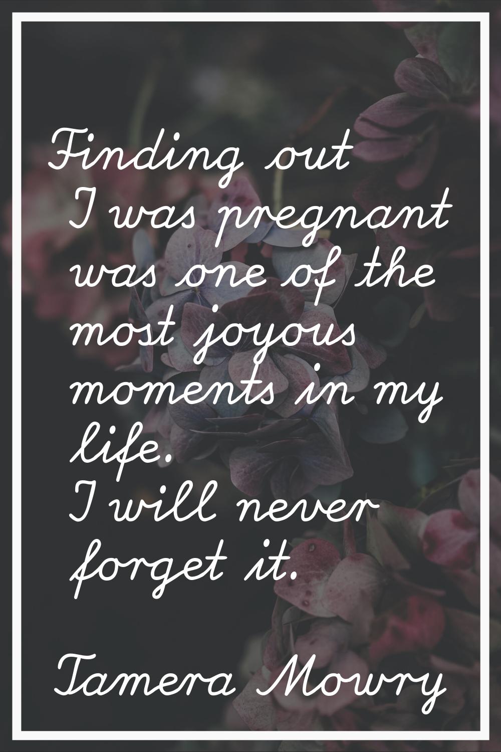 Finding out I was pregnant was one of the most joyous moments in my life. I will never forget it.