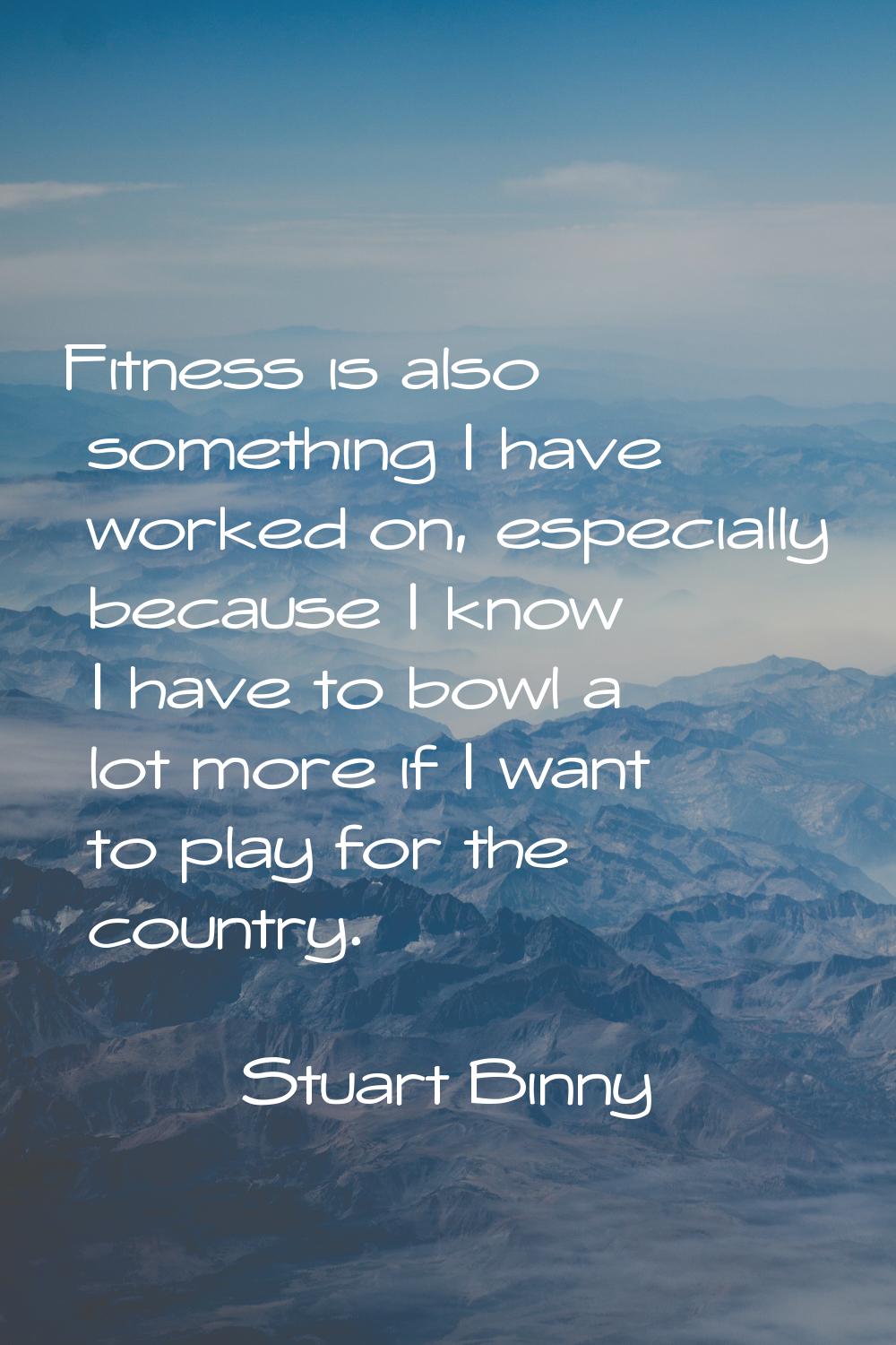 Fitness is also something I have worked on, especially because I know I have to bowl a lot more if 