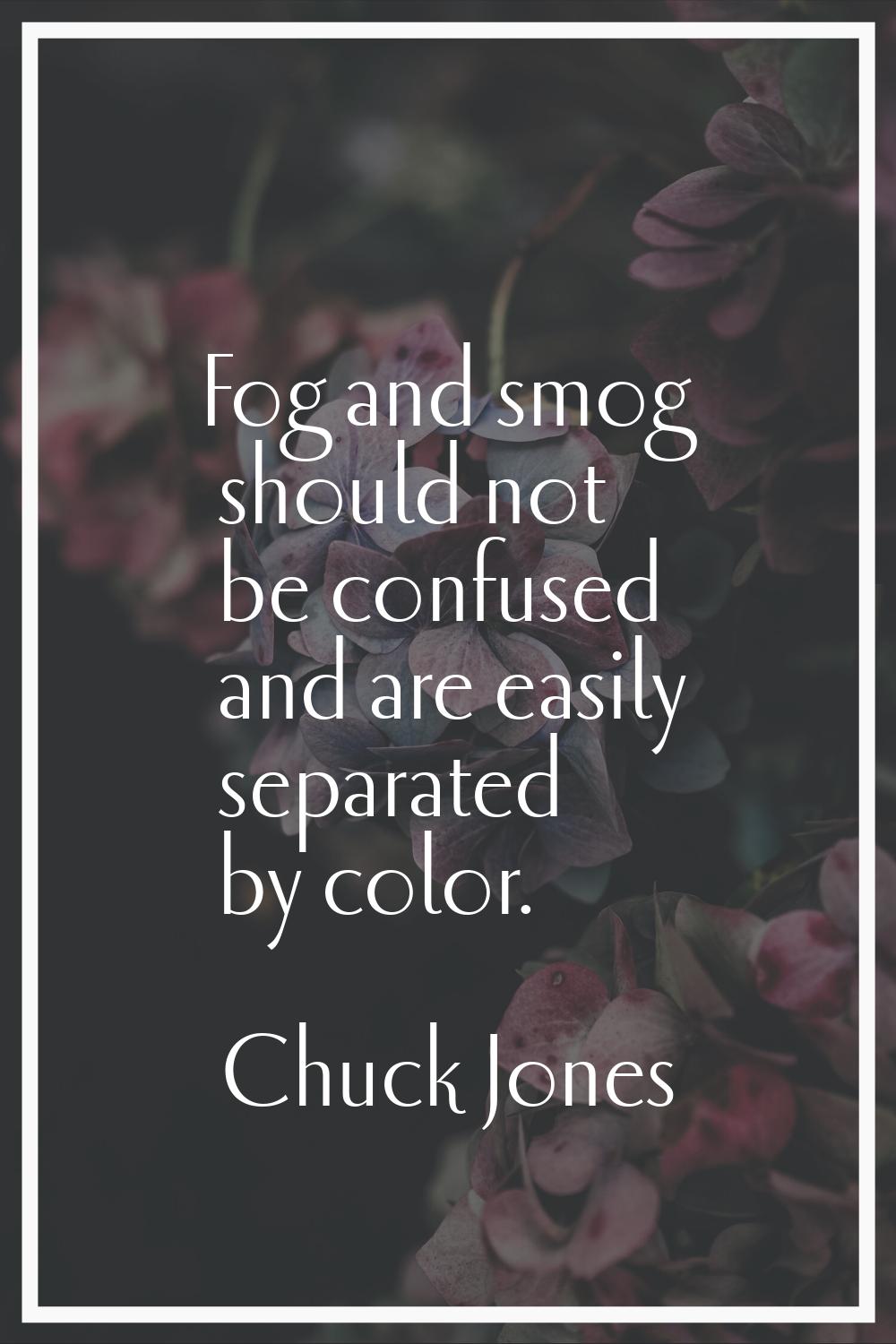 Fog and smog should not be confused and are easily separated by color.