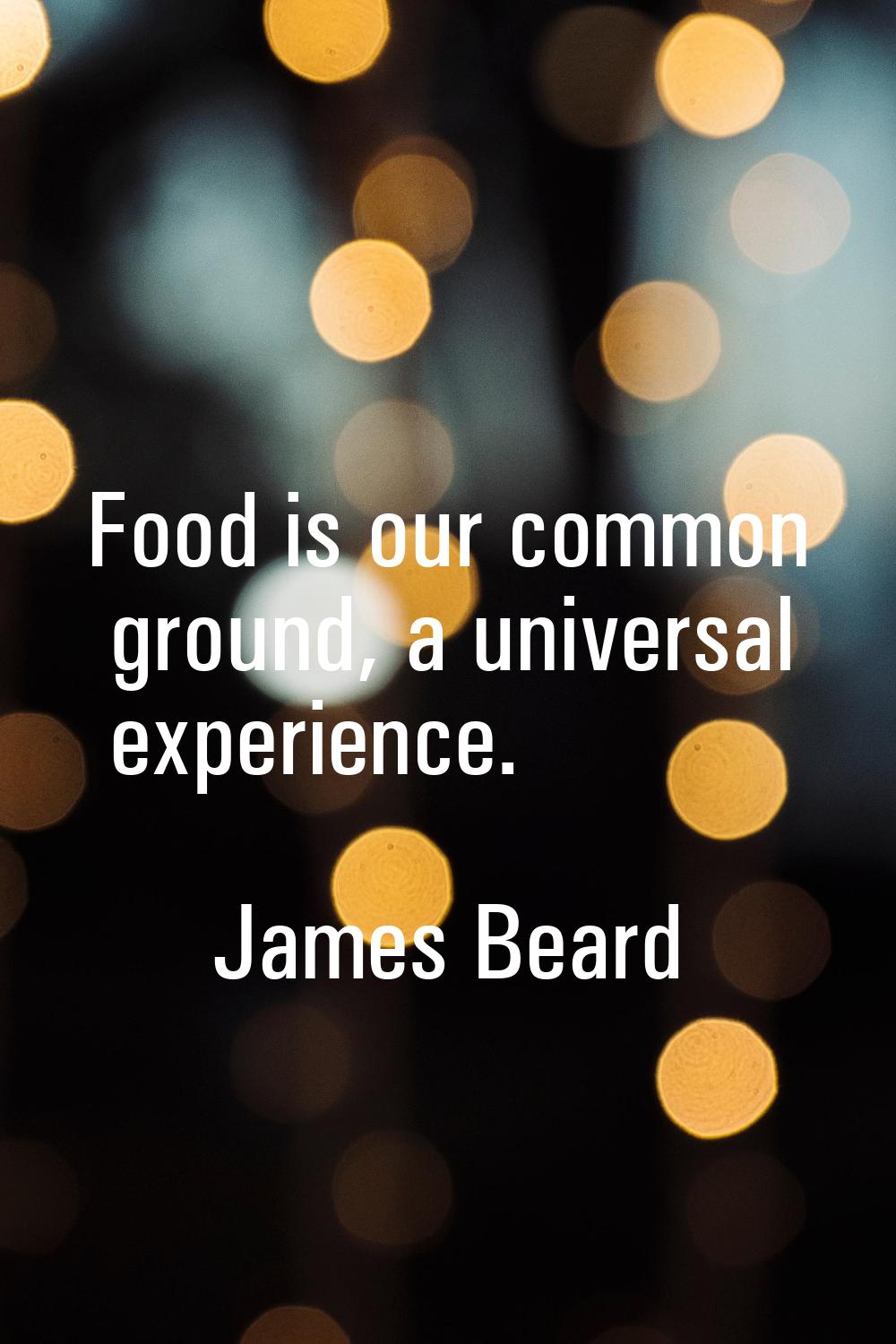 Food is our common ground, a universal experience.