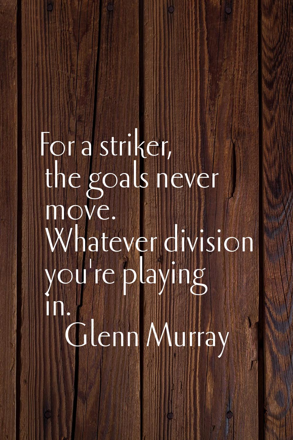For a striker, the goals never move. Whatever division you're playing in.