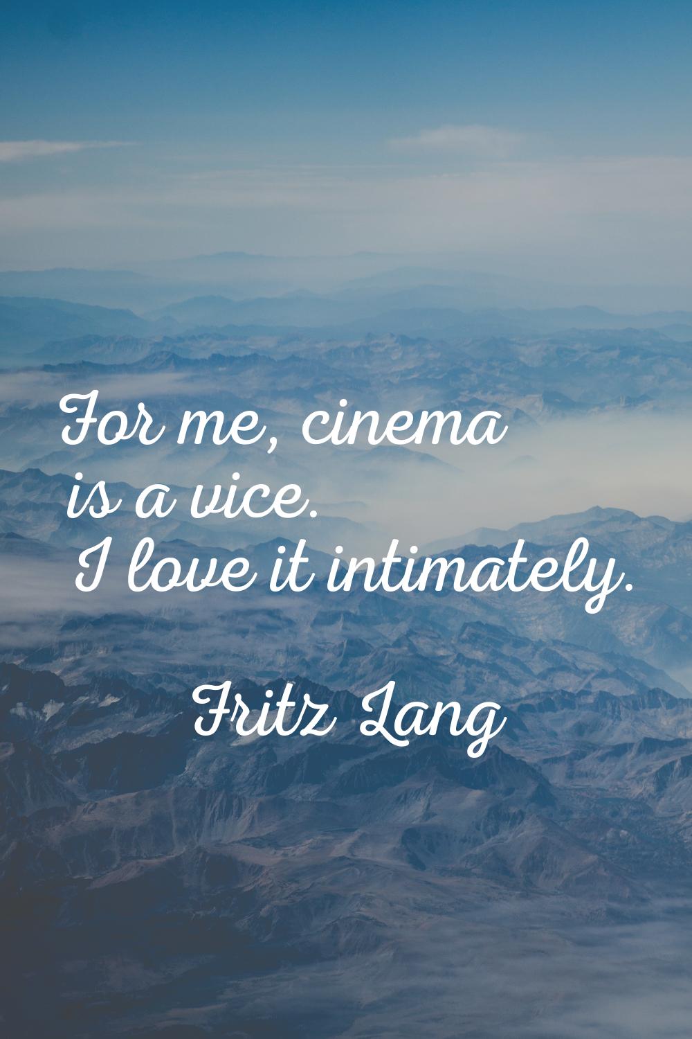 For me, cinema is a vice. I love it intimately.