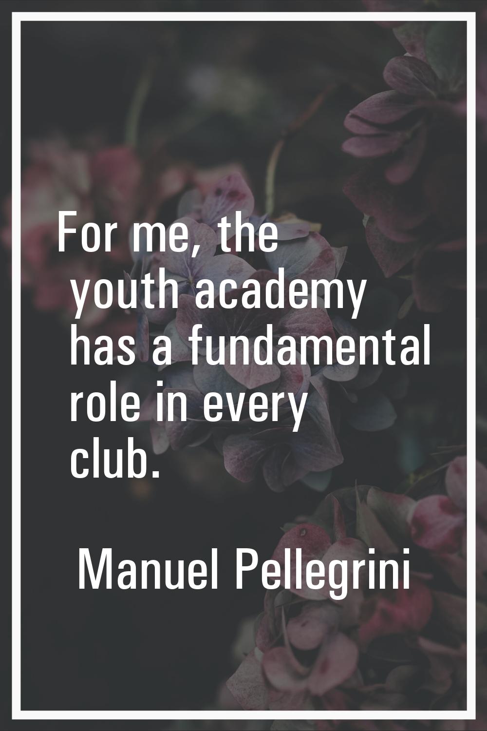 For me, the youth academy has a fundamental role in every club.