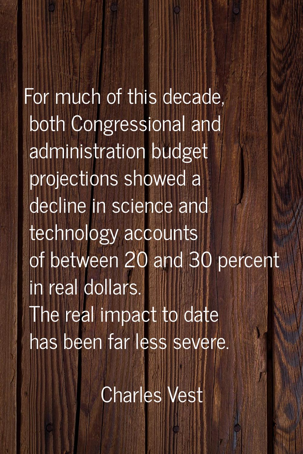 For much of this decade, both Congressional and administration budget projections showed a decline 