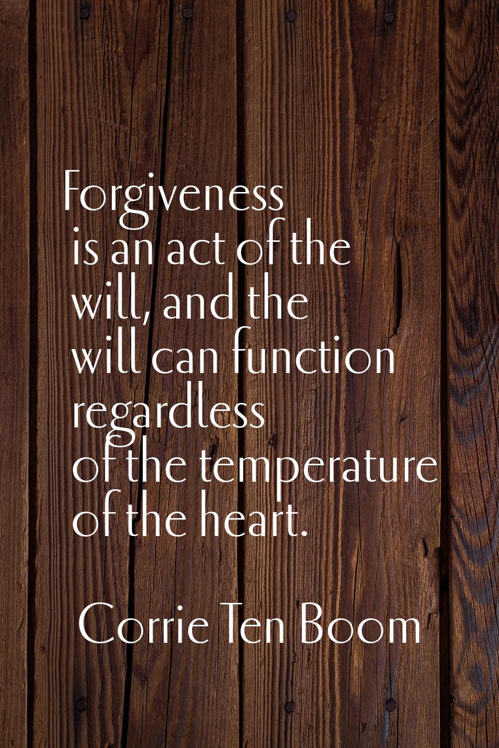 Forgiveness is an act of the will, and the will can function regardless of the temperature of the h
