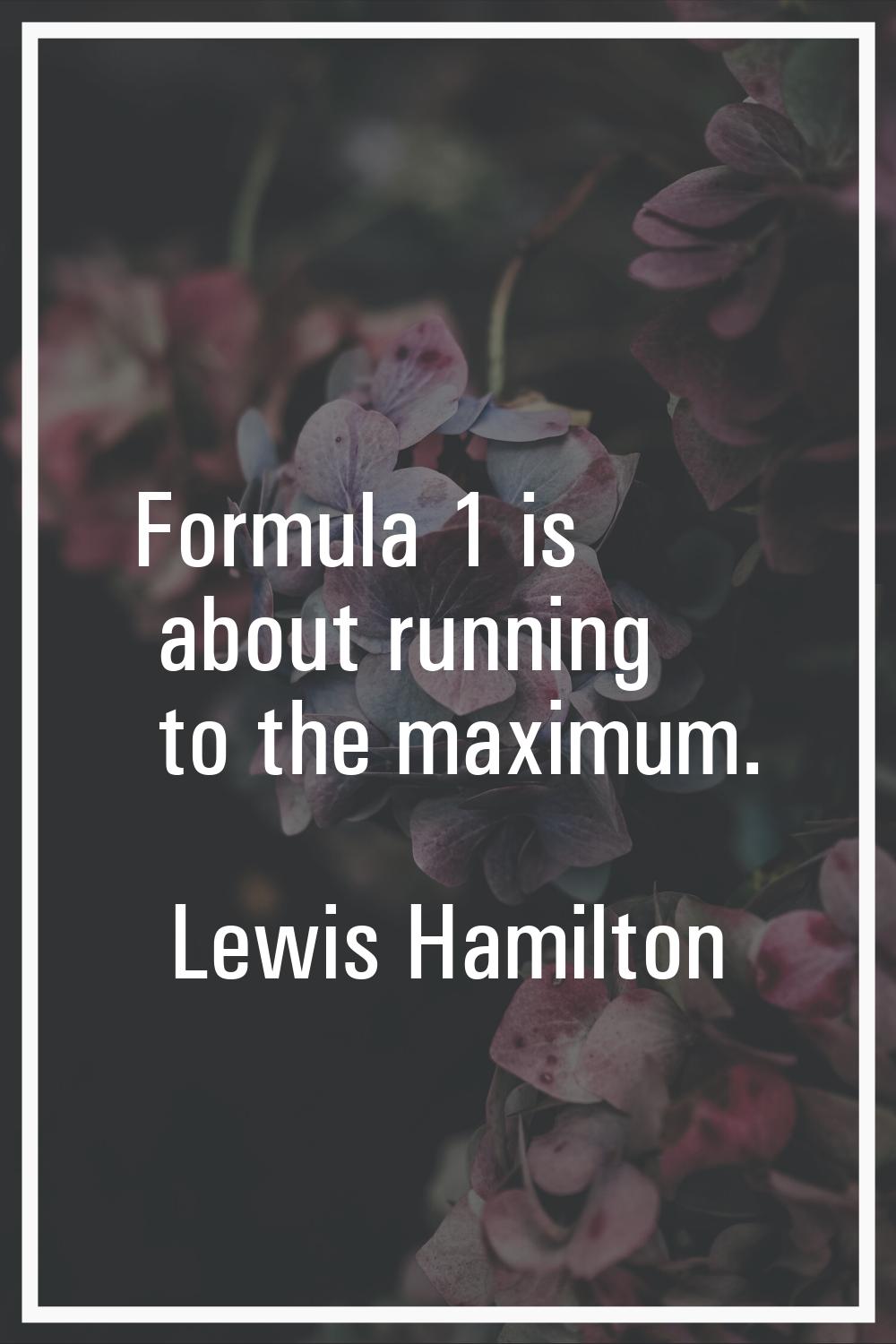 Formula 1 is about running to the maximum.