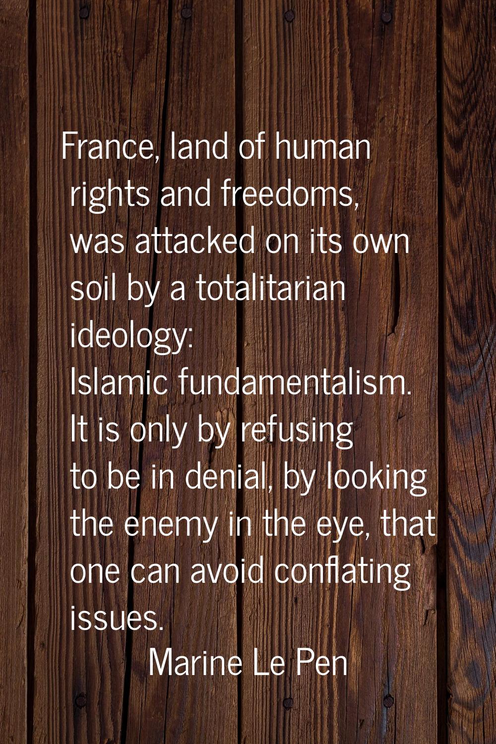France, land of human rights and freedoms, was attacked on its own soil by a totalitarian ideology: