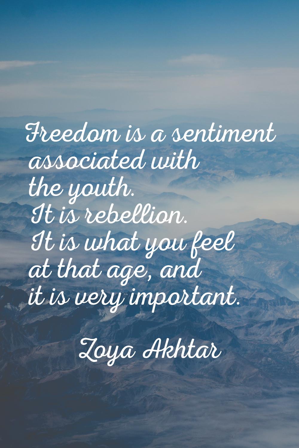 Freedom is a sentiment associated with the youth. It is rebellion. It is what you feel at that age,