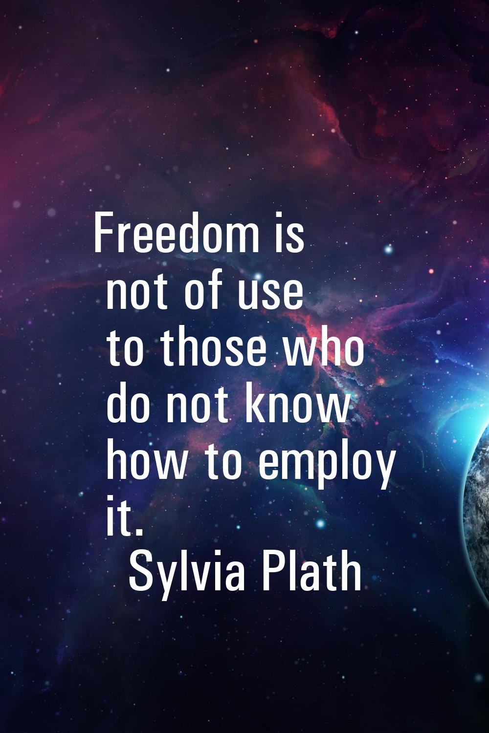 Freedom is not of use to those who do not know how to employ it.