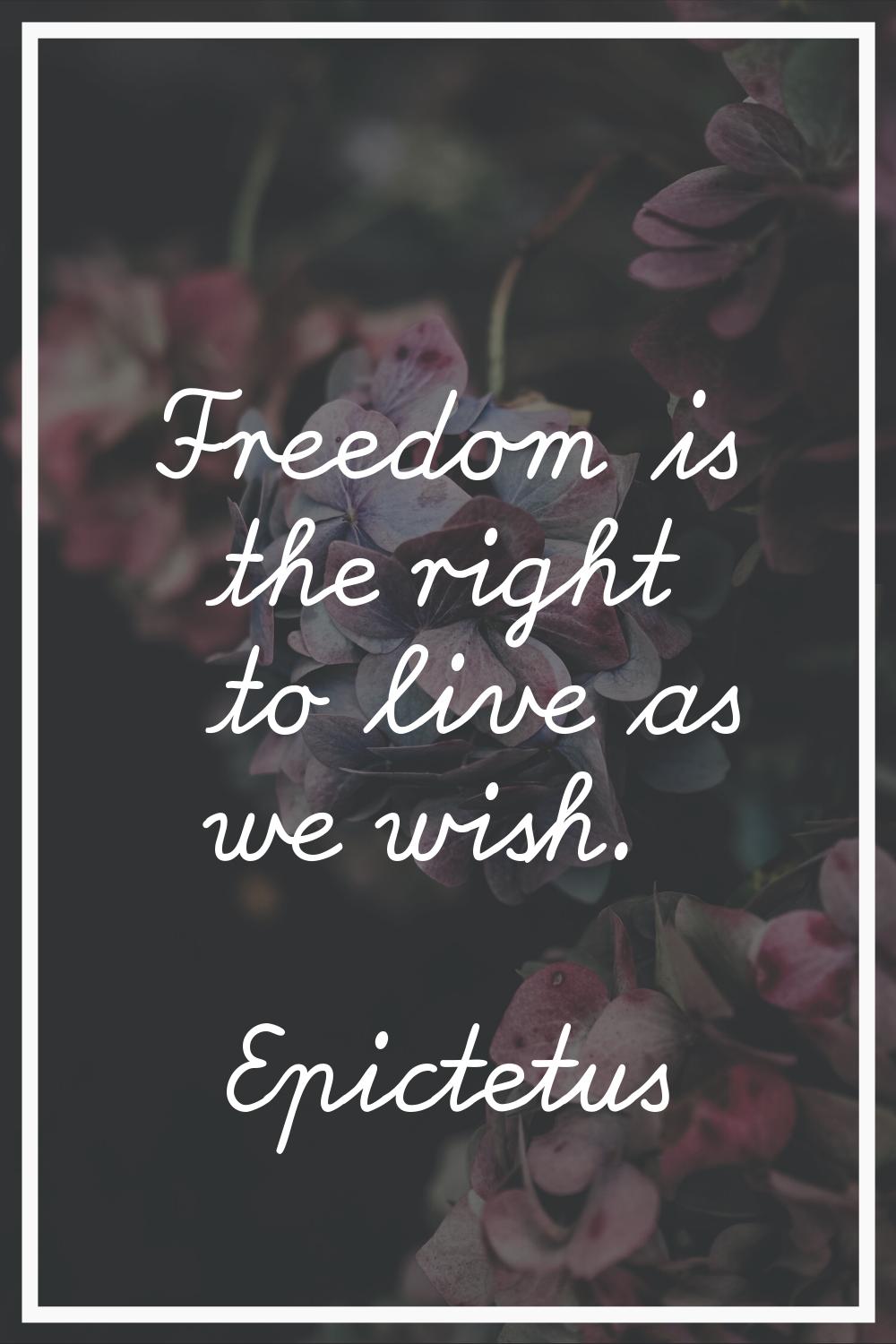 Freedom is the right to live as we wish.