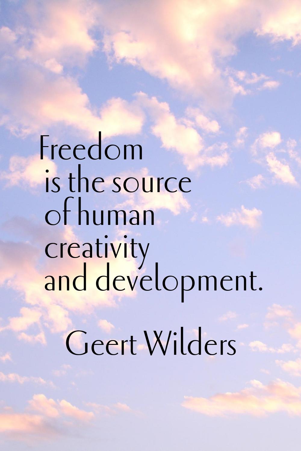 Freedom is the source of human creativity and development.