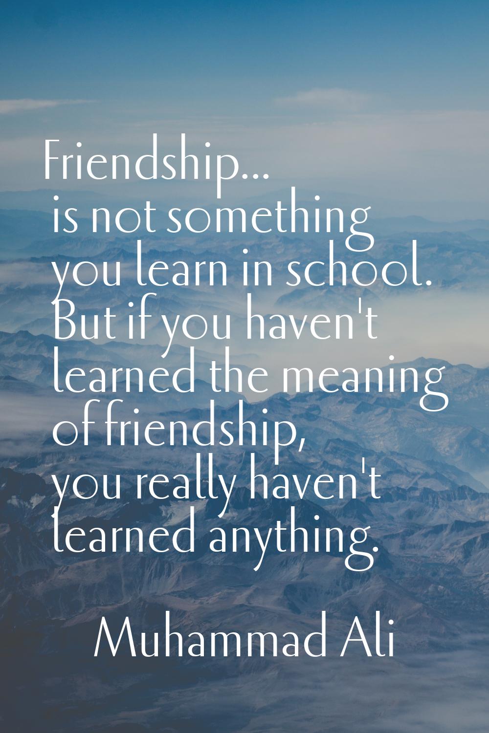 Friendship... is not something you learn in school. But if you haven't learned the meaning of frien